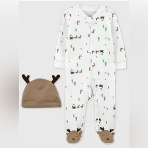 CARTER’S REINDEER SLEEP N’ PLAY SLEEPER- WHITE SIZES 3M & 6M (NEW WITH TAGS)